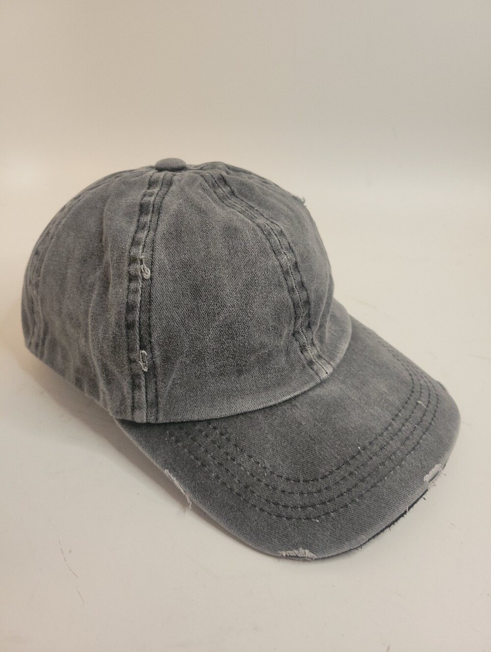 Washed Grey Distressed Baseball Cap